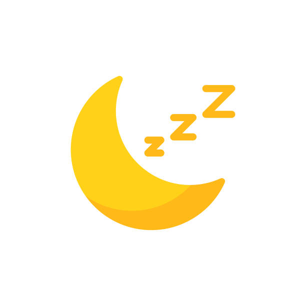 stockillustraties, clipart, cartoons en iconen met maan, slaap vlak pictogram. pixel perfect. voor mobiel en web. - sleeping