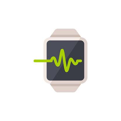Smartwatch with Pulse Trace Flat Icon.