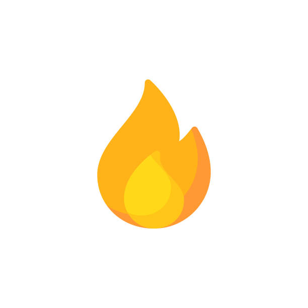 ilustraciones, imágenes clip art, dibujos animados e iconos de stock de fuego, icono plano de la llama. pixel perfect. para móvil y web. - fire