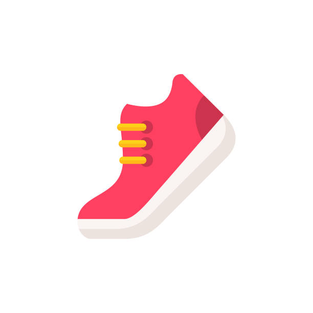 ilustraciones, imágenes clip art, dibujos animados e iconos de stock de rojo zapato plano icono. pixel perfect. para móvil y web. - shoe