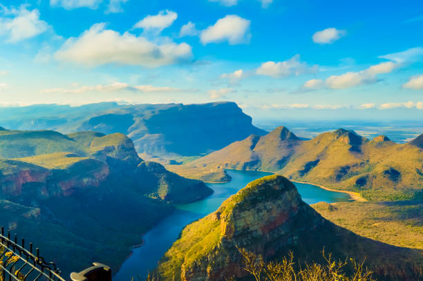 Beautiful and panoramic Blyde river canyon and Three Rondawels in Panorama route in Mpumalanga Panoramic Blyde river canyon and Three Rondawels in Panorama route in Mpumalanga blyde river canyon stock pictures, royalty-free photos & images