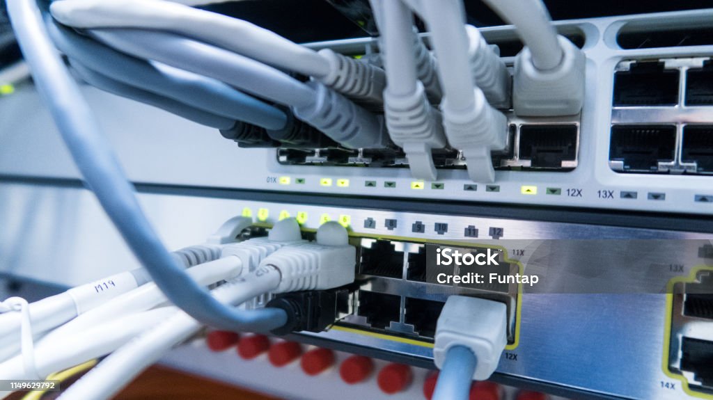 Lan Switch Server Modern Network Panel Switch And Lan Cable In Data Center Server Room ...