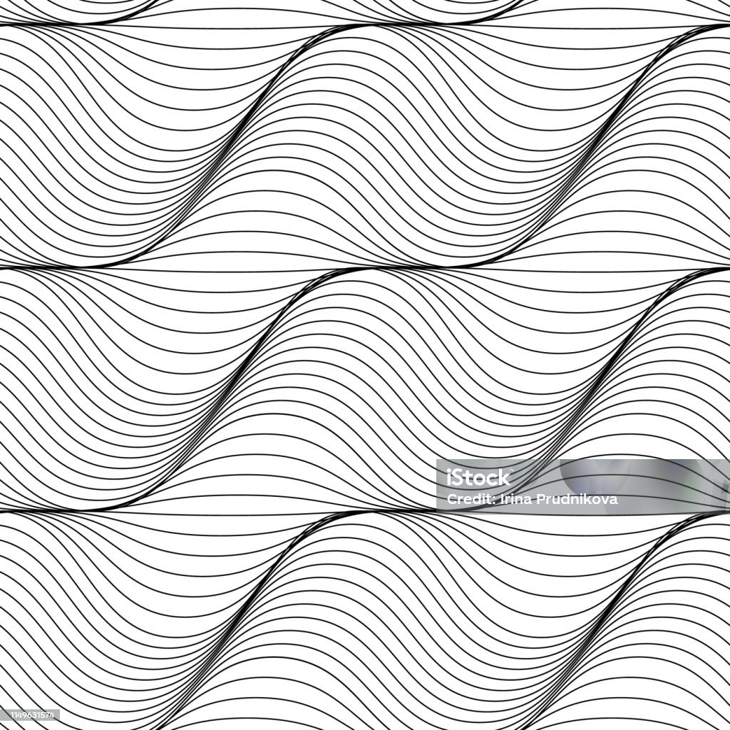 Black and white wave background. Seamlessly tiling pattern. Adult Coloring pages. Black and white wave background. Seamlessly tiling pattern. Adult Coloring pages. Vector illustration. Abstract stock vector