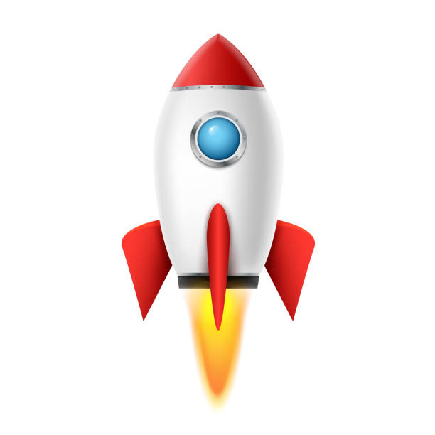 illustrazioni stock, clip art, cartoni animati e icone di tendenza di sfondo di lancio della nave spaziale 3d. design vettoriale realistico dell'astronave. icona creativa shuttle - space rocket fire flame