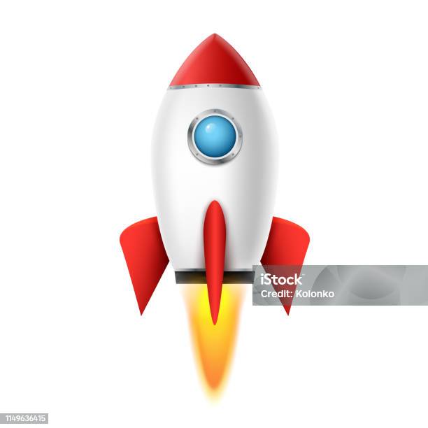 3d Rocket Space Ship Launch Background Realistic Rocketship Spaceship Vector Design Shuttle Creative Icon Stock Illustration - Download Image Now