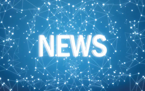 News on digital interface and blue network background