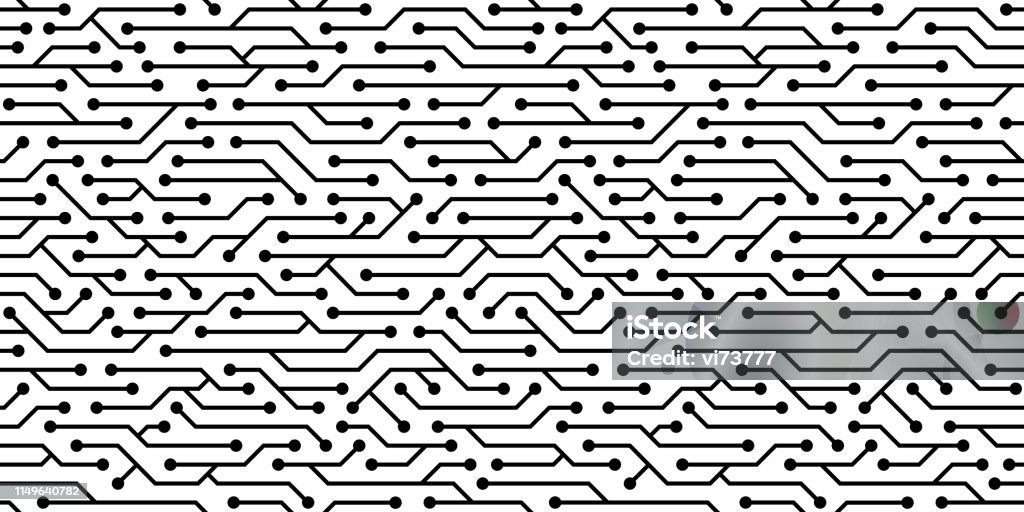 Seamless Circuit Board Pattern Vector Microchip Background Stock ...