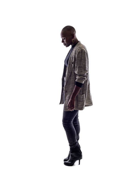 istock Black Female Model on a White Background Looking Sad or Depressed 1149643944