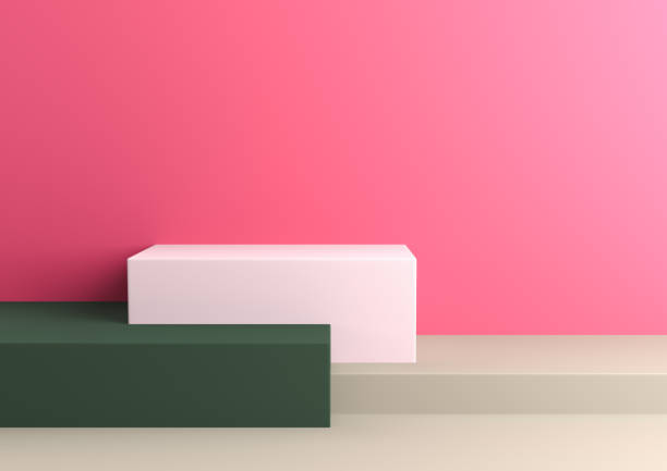 Podium in abstract Naturalist palette ranges composition, Minimal concept, 3d render