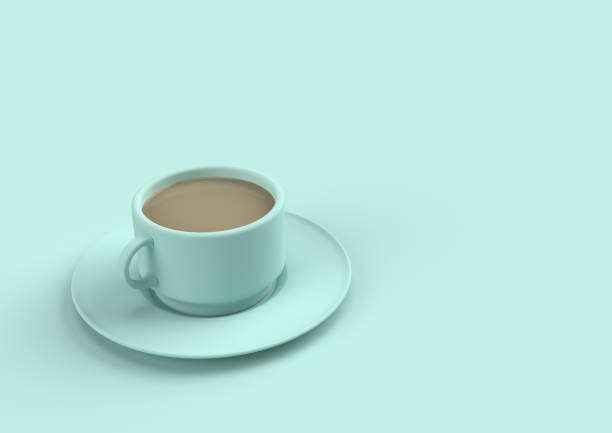 istock Coffee milk in pastel blue sky color with copy space for your text. Minimal concept 3d render 1149652191