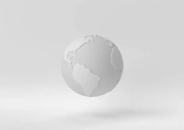 Creative minimal paper idea. Concept white world with white background. 3d render, 3d illustration.