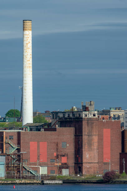 istock Decommissioned power plant glowing in morning light 1149653999