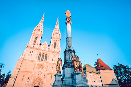 Grand Cathedral And Monument In Zagreb, Croatia