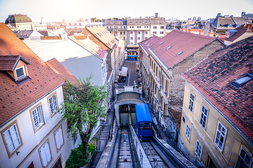 Alley And Tram In Zagreb, Croatia