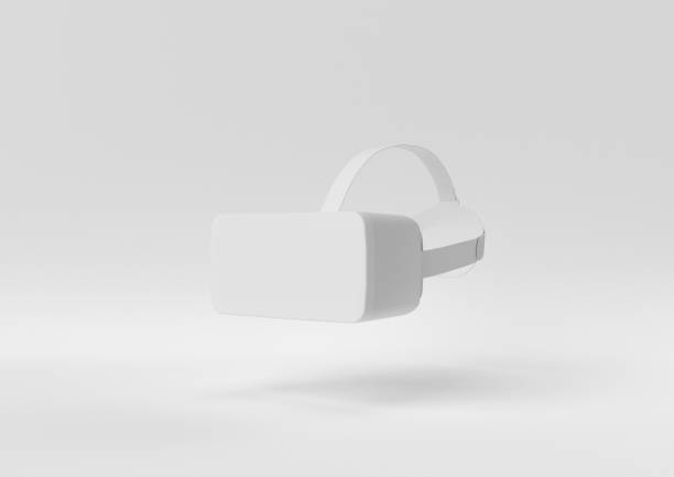 Creative minimal paper idea. Concept white VR with white background. 3d render, 3d illustration.