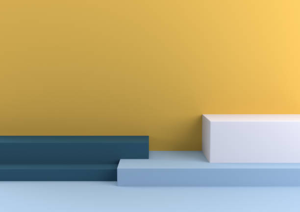 Podium in abstract Naturalist palette ranges composition, Minimal concept, 3d render