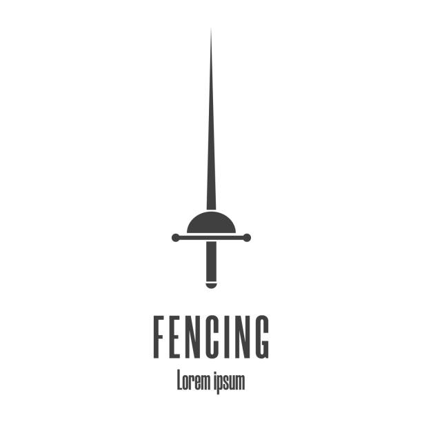 Silhouette icon of a rapier. Fencing, swordplay logo. Clean and modern vector illustration. Silhouette icon of a rapier. Fencing, swordplay logo. Clean and modern vector illustration. fencing sport stock illustrations