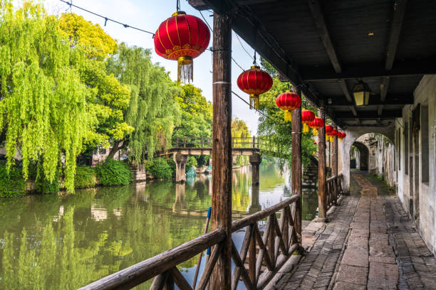 Ancient folk houses along river, Nanxun ancient town, China