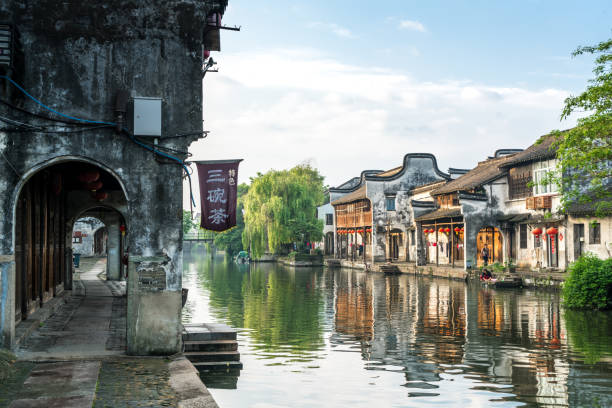 istock Ancient folk houses along river, Nanxun ancient town, China 1149663126