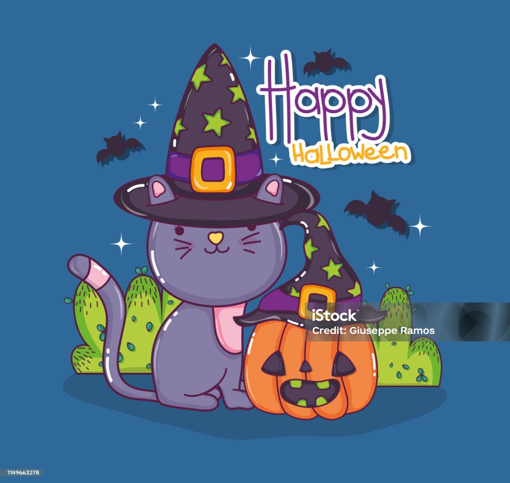 Ilustración de Dibujos Animados De Gatos De Halloween y más Vectores Libres  de Derechos de Arte - Arte, Celebración - Ocasión especial, Decoración -  Objeto - iStock