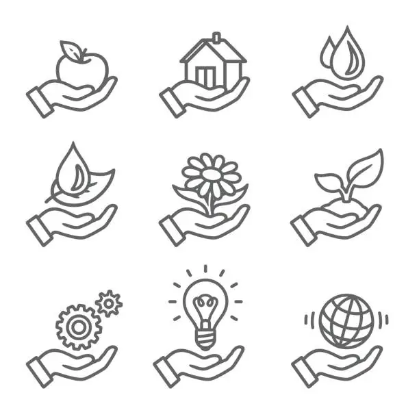 Vector illustration of ecology outline icons