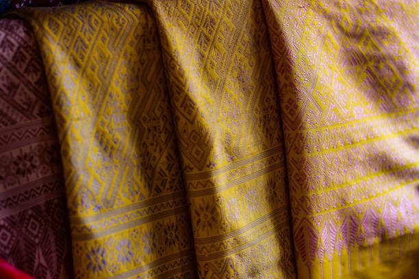 istock Old fabric, hand-woven fabric, handicraft made from silk thread And the pattern is unique to Thai people and Laos in the northeast, Thailand, Southeast Asia 1149681441