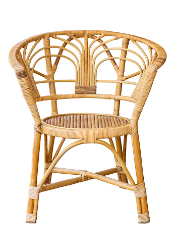 front view of wicker chairs isolated on white with clipping path