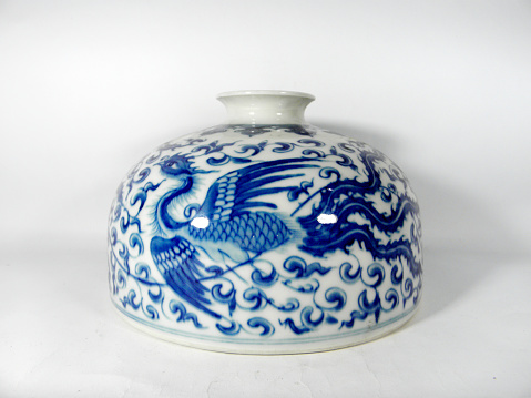 Chinese vase handcraft isolated on white background high quality