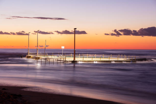 Mona Vale Ocean Pool at sunset, Sydney, Australia