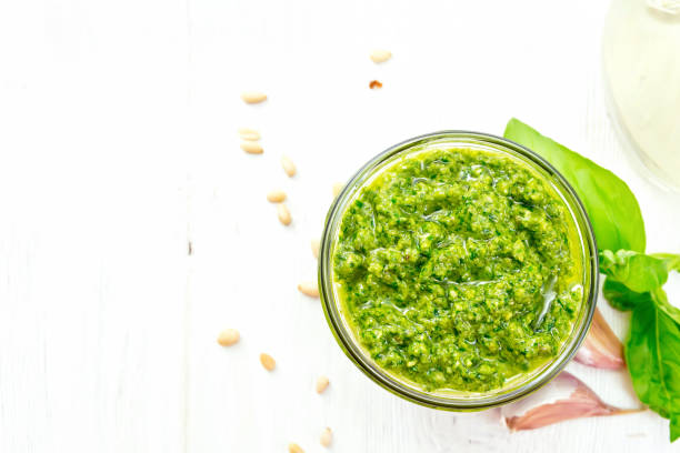 istock Pesto in jar on board top 1149701534