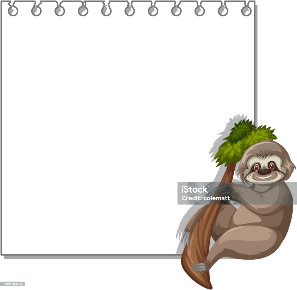 Sloth Taking Notes Sloth On Note Template Stock Illustration - Download Image Now ...