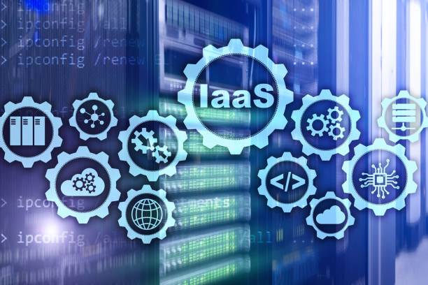 iaas, infrastructure as a service. online internet and networking concept. graph icons on a digital screen. - iaas imagens e fotografias de stock