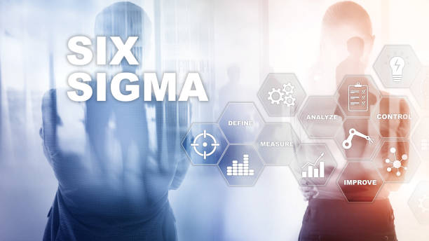 istock Six Sigma, manufacturing, quality control and industrial process improving concept. Business, internet and tehcnology. 1149705801