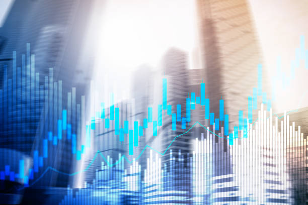 istock Stock trading candlestick chart and diagrams on blurred office center background. 1149705890