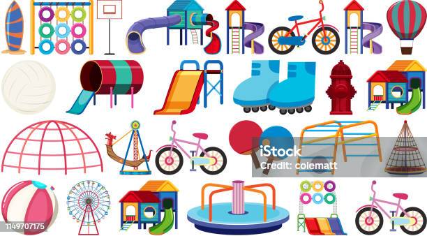 Spielgeräte Stock Vektor Art und mehr Bilder von Kinderspielplatz - Kinderspielplatz, Rutsche, Vektor