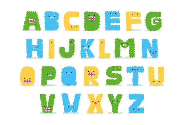 Vector illustration of Vector Monster Alphabet Letters