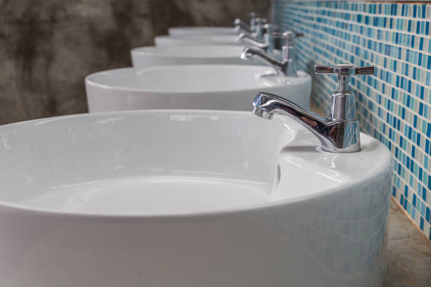 istock Row of Faucet with water drop 1149714041