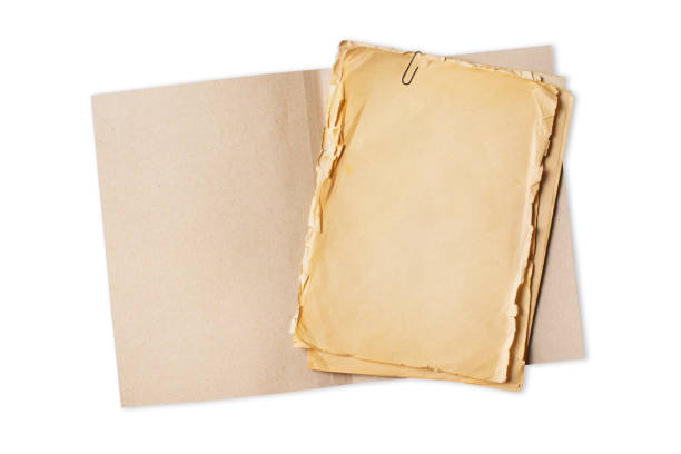 空の古い黄色紙シートを持つフォルダ - secret diary ストックフォトと画像
