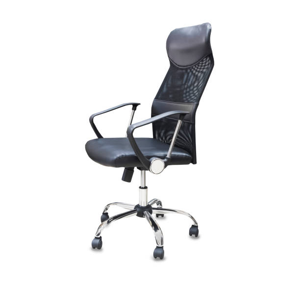 istock The office chair from black leather. Isolated over white 1149724922