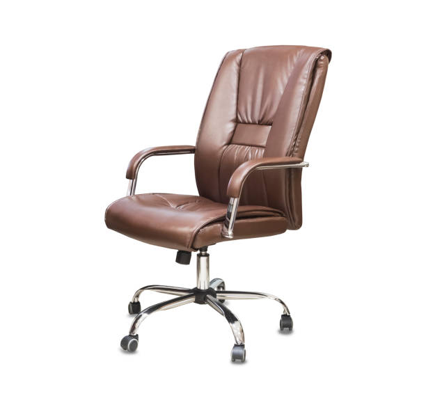 istock The office chair from brown leather. Isolated over white 1149724940