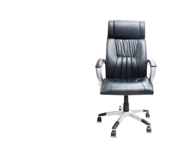 istock The office chair from black leather. Isolated over white 1149725039