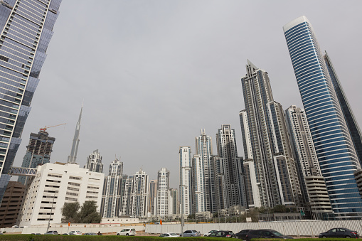 Dubai, United Arab Emirates - March 28, 2019: General view Dubai cityscape in United Arab Emirates.