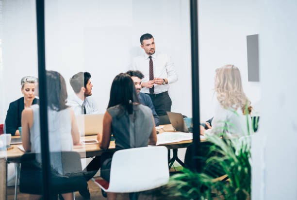 istock Young manager leading the meeting in the office 1149725963