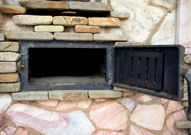 istock Open forged door blew a large oven 1149726032