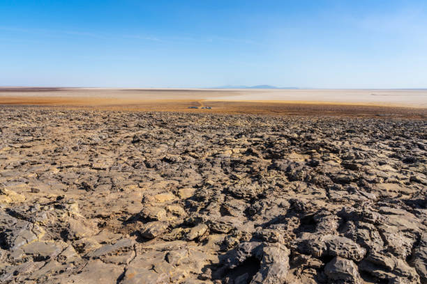View of the Danakil Depression from Dallol in Ethoipia, Africa. View of the Danakil Depression from Dallol in Ethoipia in Africa. danakil depression stock pictures, royalty-free photos & images