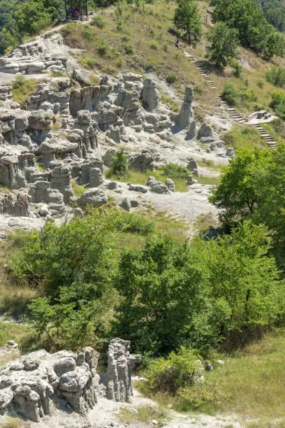 Amazing summer landscape of Rock formation The Stone Dolls of Kuklica near town of Kratovo, Republic of North Macedonia