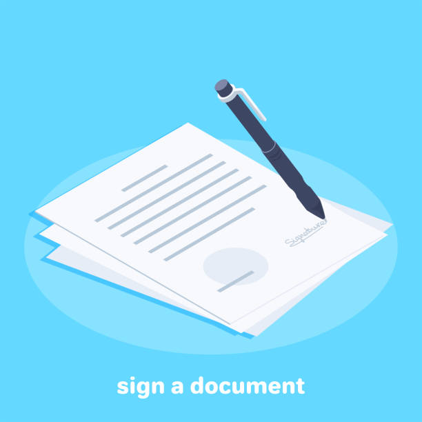 문서에 서명 - writing human hand signature vector stock illustrations