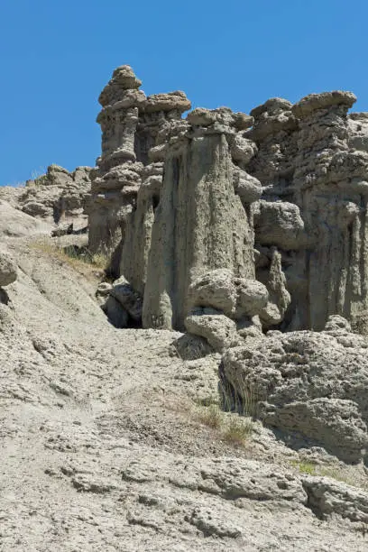 Amazing summer landscape of Rock formation The Stone Dolls of Kuklica near town of Kratovo, Republic of North Macedonia