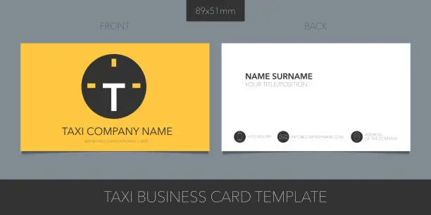 Vector illustration of Taxi, cab vector layout of business card with logo, icon and template corporate details
