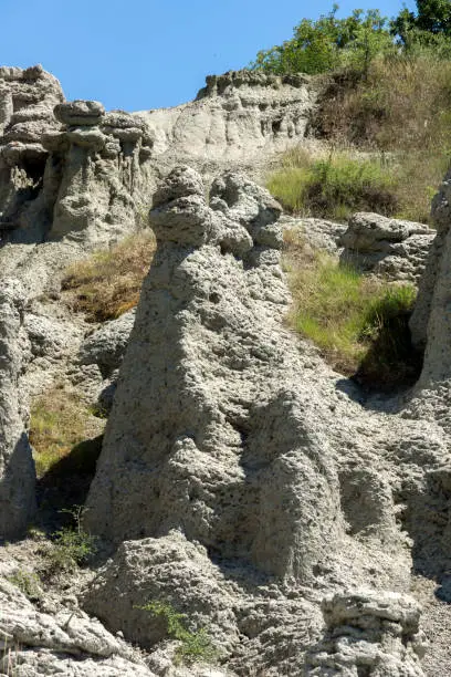 Amazing summer landscape of Rock formation The Stone Dolls of Kuklica near town of Kratovo, Republic of North Macedonia